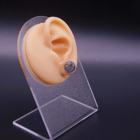 Náušnice puzeta s pryskyřicí 12 mm abstraktní geometrický motiv multicolor - Obrázek 2
