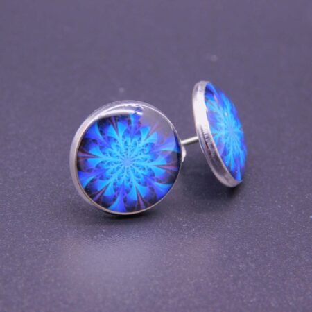 Náušnice puzeta s pryskyřicí 14 mm motiv modrá vločka - Obrázek 3