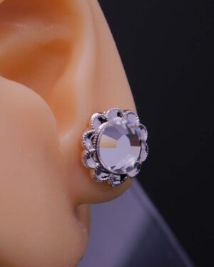Náušnice s komponentem Swarovski® šatonová růže v kytce/ puzeta
