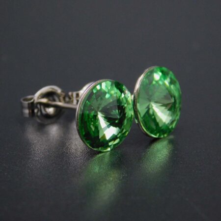 Náušnice s komponentem Swarovski® Rivoli vel. 8 na puzetě Peridot