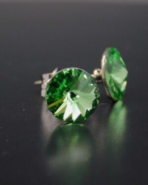 Náušnice s komponentem Swarovski® Rivoli vel. 8 na puzetě Peridot