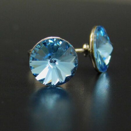 Náušnice s komponentem Swarovski® Rivoli vel. 8 na puzetě Aquamarine