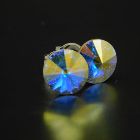 Náušnice s komponentem Swarovski® Rivoli vel. 8 na puzetě AB - Obrázek 2