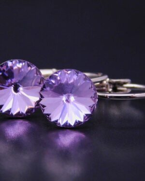 Náušnice s komponentem Swarovski® Rivoli vel. 8 na klapce Violet