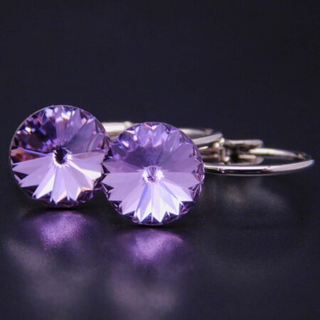 Náušnice s komponentem Swarovski® Rivoli vel. 8 na klapce Violet