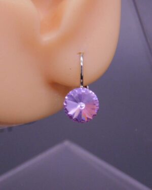 Náušnice s komponentem Swarovski® Rivoli vel. 8 na klapce Violet
