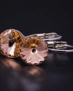 Náušnice s komponentem Swarovski® Rivoli vel. 8 na klapce Light Peach