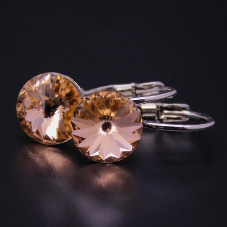 Náušnice s komponentem Swarovski® Rivoli vel. 8 na klapce Light Peach