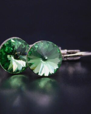 Náušnice s komponentem Swarovski® Rivoli vel. 8 na klapce Peridot