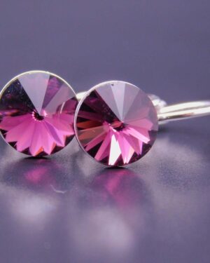 Náušnice s komponentem Swarovski® Rivoli vel. 8 na klapce Ametyst