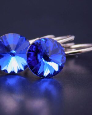 Náušnice s komponentem Swarovski® Rivoli vel. 8 na klapce Saphire