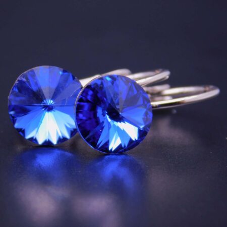 Náušnice s komponentem Swarovski® Rivoli vel. 8 na klapce Saphire