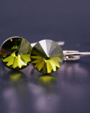 Náušnice s komponentem Swarovski® Rivoli vel. 8 na klapce Olivine