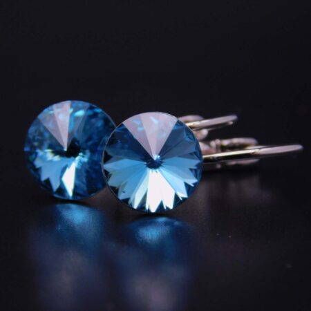 Náušnice s komponentem Swarovski® Rivoli vel. 8 na klapce Turqois