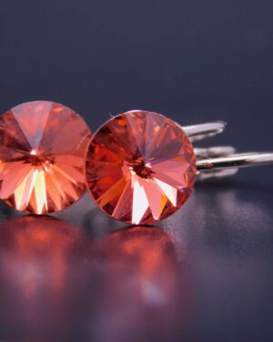 Náušnice s komponentem Swarovski® Rivoli vel. 8 na klapce Padparascha