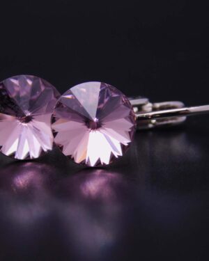 Náušnice s komponentem Swarovski® Rivoli vel. 8 na klapce Light Ametyst