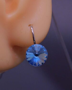 Náušnice s komponentem Swarovski® Rivoli vel. 8 na klapce Aquamarine