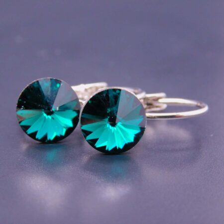 Náušnice s komponentem Swarovski® Rivoli vel. 8 na klapce Emerald
