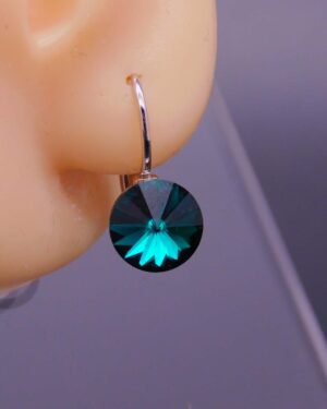 Náušnice s komponentem Swarovski® Rivoli vel. 8 na klapce Emerald