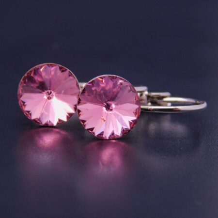 Náušnice s komponentem Swarovski® Rivoli vel. 8 na klapce Rosa