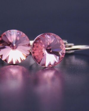 Náušnice s komponentem Swarovski® Rivoli vel. 8 na klapce Light Rosa
