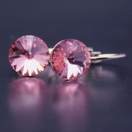 Náušnice s komponentem Swarovski® Rivoli vel. 8 na klapce Light Rosa