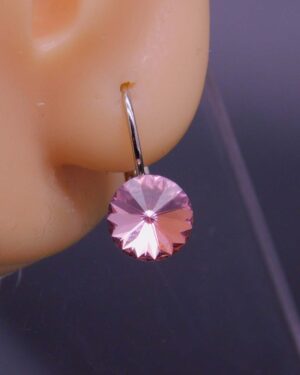 Náušnice s komponentem Swarovski® Rivoli vel. 8 na klapce Light Rosa