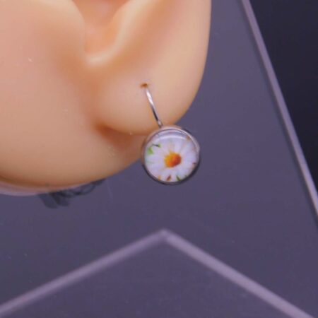 Náušnice klapka s pryskyřicí 10 mm motiv kopretina - Obrázek 3