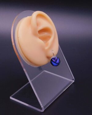 Náušnice klapka s pryskyřicí 14 mm motiv modro fialového copu
