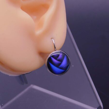 Náušnice klapka s pryskyřicí 14 mm motiv modro fialového copu - Obrázek 4
