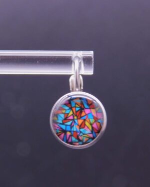 Náušnice klapka s pryskyřicí 12 mm motiv geometrická abstrakce multicolor
