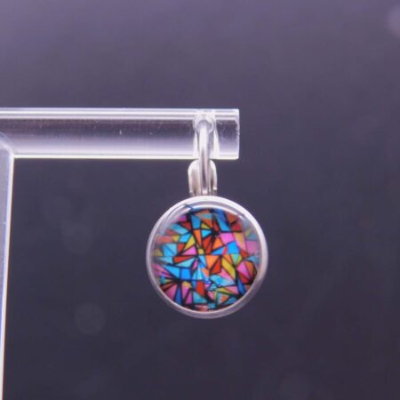 Náušnice klapka s pryskyřicí 12 mm motiv geometrická abstrakce multicolor - Obrázek 2
