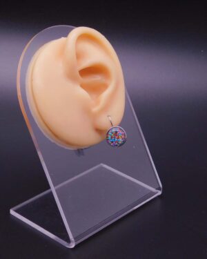 Náušnice klapka s pryskyřicí 12 mm motiv geometrická abstrakce multicolor