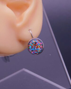 Náušnice klapka s pryskyřicí 12 mm motiv geometrická abstrakce multicolor