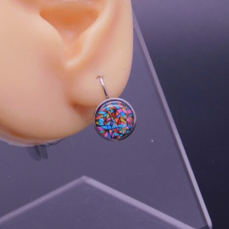 Náušnice klapka s pryskyřicí 12 mm motiv geometrická abstrakce multicolor - Obrázek 3