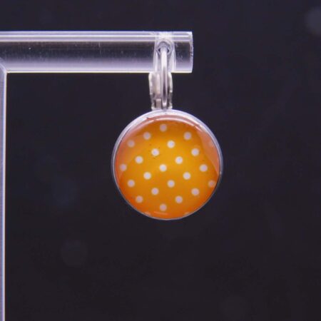 Náušnice klapka s pryskyřicí 14 mm motiv bílých teček na oranžové - Obrázek 2