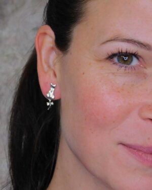 Náušnice ve tvaru kočky s krystaly Swarovski®