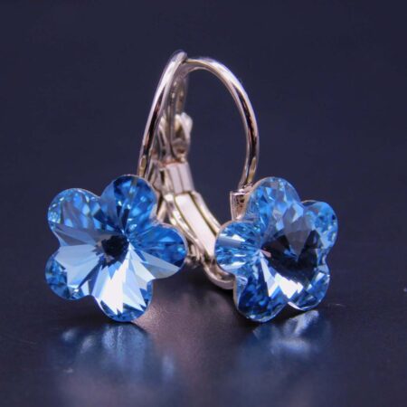 Náušnice s komponentem Swarovski® Pomněnka vel. 10 na klapce Aquamarine