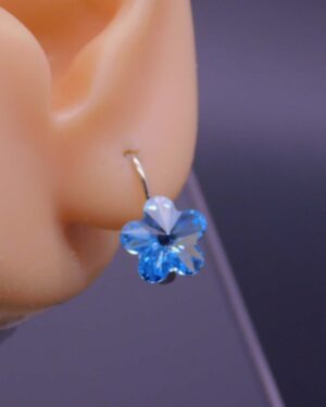 Náušnice s komponentem Swarovski® Pomněnka vel. 10 na klapce Aquamarine
