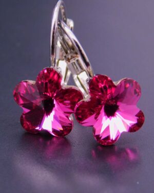 Náušnice s komponentem Swarovski® Pomněnka vel. 10 na klapce Fuchsia