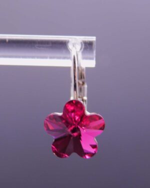 Náušnice s komponentem Swarovski® Pomněnka vel. 10 na klapce Fuchsia