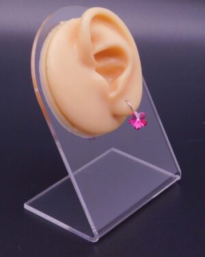 Náušnice s komponentem Swarovski® Pomněnka vel. 10 na klapce Fuchsia