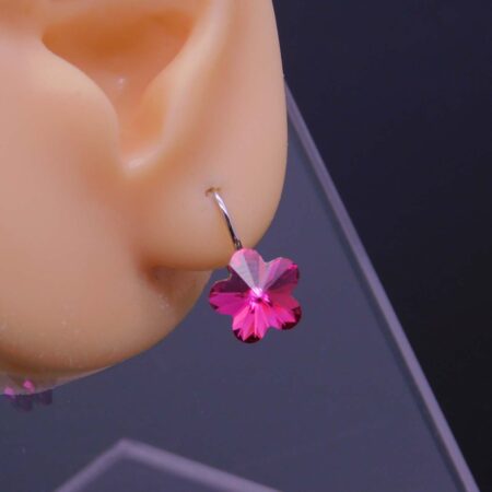 Náušnice s komponentem Swarovski® Pomněnka vel. 10 na klapce Fuchsia - Obrázek 4