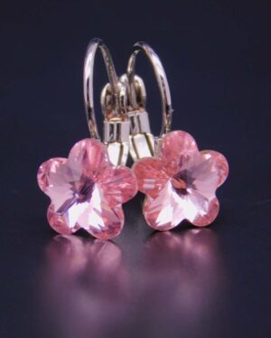 Náušnice s komponentem Swarovski® Pomněnka vel. 10 na klapce Light Rosa
