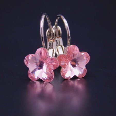 Náušnice s komponentem Swarovski® Pomněnka vel. 10 na klapce Light Rosa