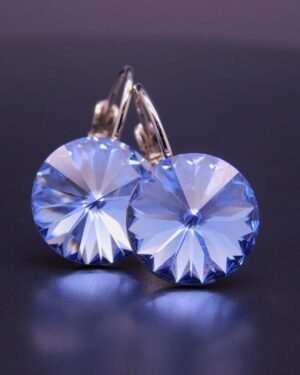 Náušnice s komponentem Swarovski® Rivoli vel. 12 na klapce Light Saphire