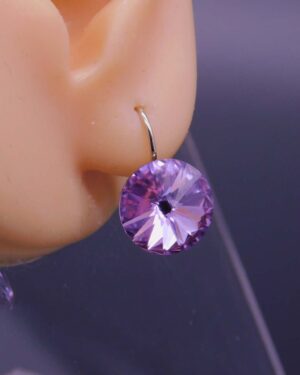 Náušnice s komponentem Swarovski® Rivoli vel. 12 na klapce Violet
