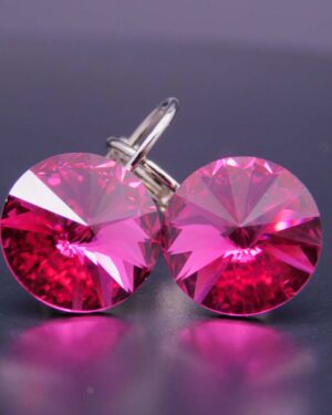 Náušnice s komponentem Swarovski® Rivoli vel. 12 na klapce Fuchsia
