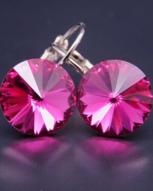 Náušnice s komponentem Swarovski® Rivoli vel. 12 na klapce Fuchsia