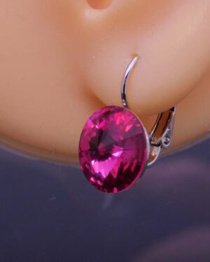Náušnice s komponentem Swarovski® Rivoli vel. 12 na klapce Fuchsia